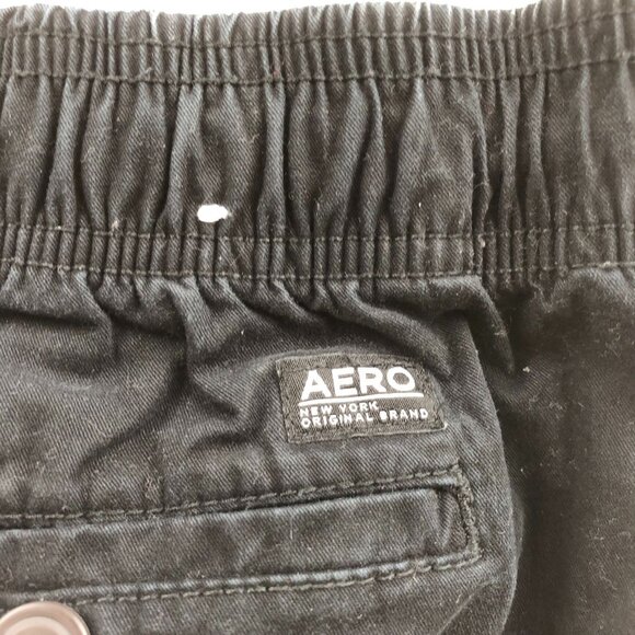 Aeropostale Mens Jogger Pants Small Pull On Black Stretch Casual Drawstring - Picture 10 of 14
